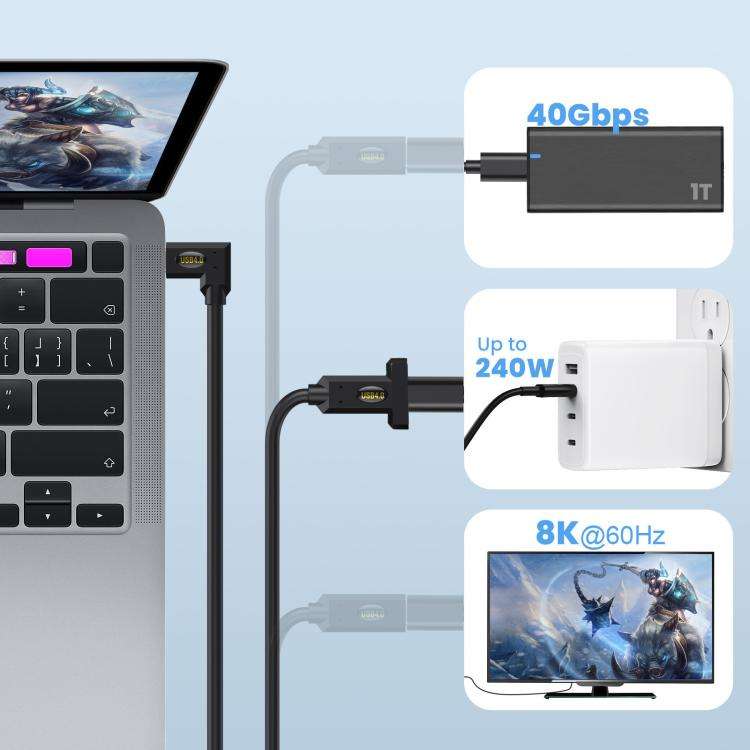 USB4 Type-C Female to Type-C Female Ear Screw Fixed Panel Extension Cable, Length:1.8m