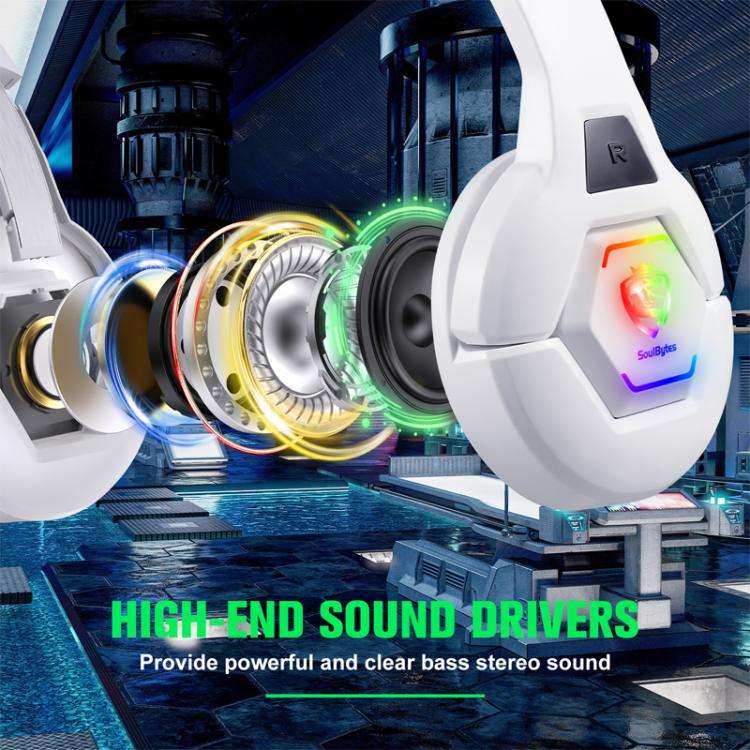 SoulBytes S100 Omni-directional Microphone Esports Headset, Length: About 1.9m(White)
