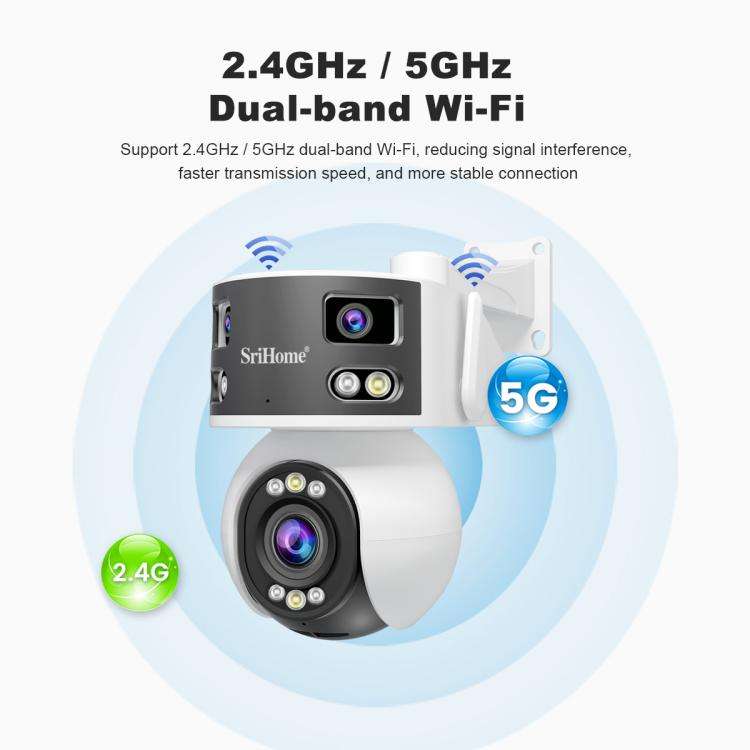 SriHome SH055B 8MP HD Multi-lens Super Wide Angle Panoramic PTZ Dome Camera(US Plug)