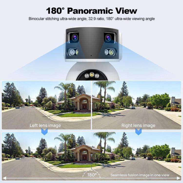 SriHome SH055B 8MP HD Multi-lens Super Wide Angle Panoramic PTZ Dome Camera(US Plug)