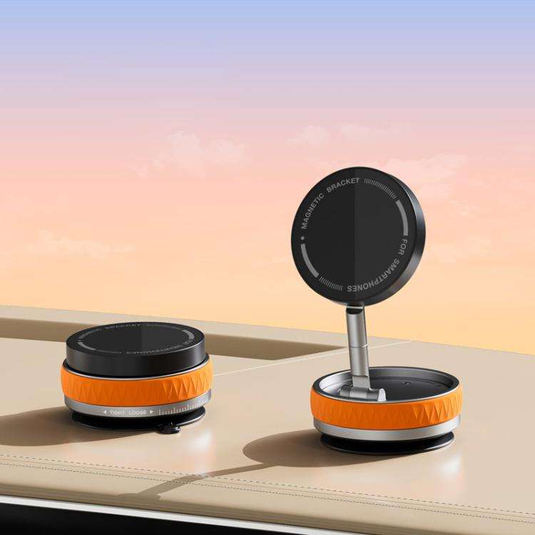 K10B Car Rotatable Vacuum Magnetic Foldable Phone Holder(Orange)