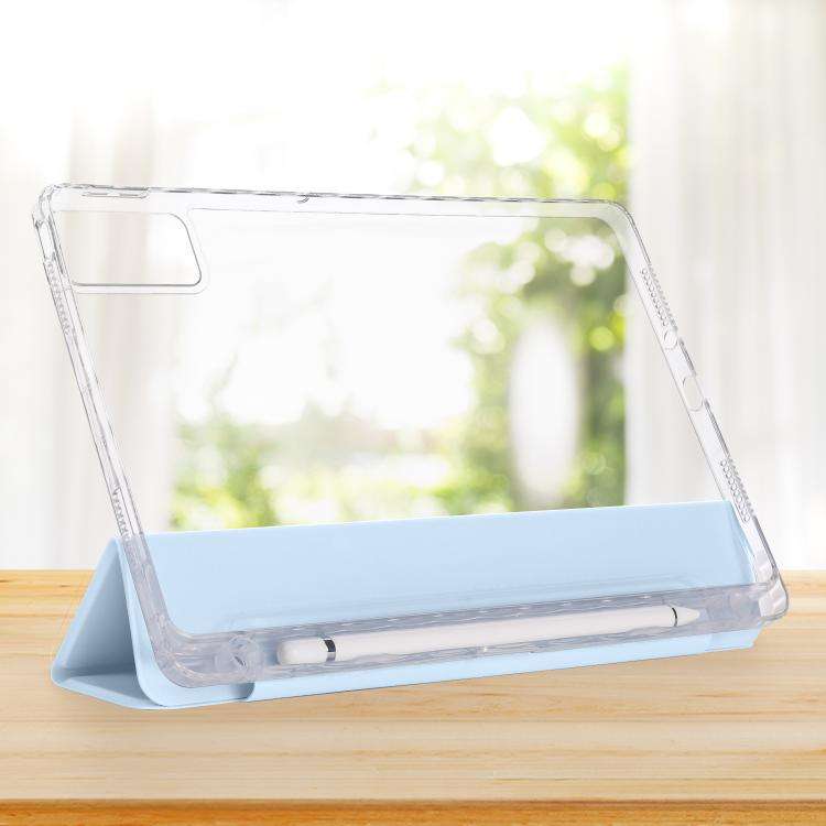 For Xiaomi Redmi Pad SE 11 3-Fold Clear Acrylic Leather Tablet Case(Ice Blue)
