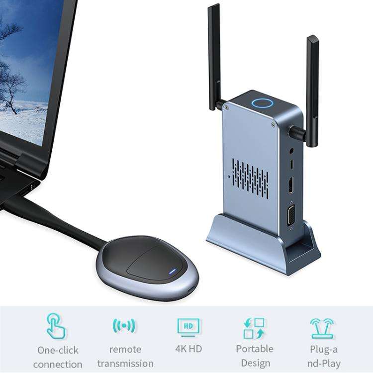 G52+R18 Smart HD Wireless Extender System Screen Mirroring Transmitter Receiver(Space Grey)