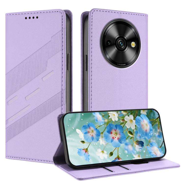 For Oukitel C59 Pro Embossed Multi-functional Wallet Retro Leather Phone Case(Light Purple)