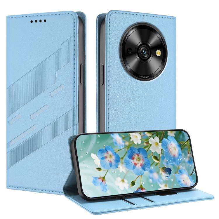 For Oukitel C59 Pro Embossed Multi-functional Wallet Retro Leather Phone Case(Light Blue)