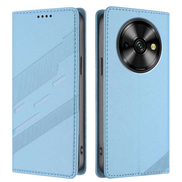 For Oukitel C59 Pro Embossed Multi-functional Wallet Retro Leather Phone Case(Light Blue)