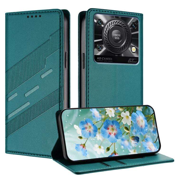 For Oukitel C60 / C60 Pro Embossed Multi-functional Wallet Retro Leather Phone Case(Dark Green)