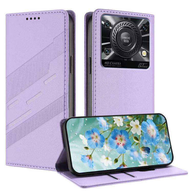 For Oukitel C60 / C60 Pro Embossed Multi-functional Wallet Retro Leather Phone Case(Light Purple)
