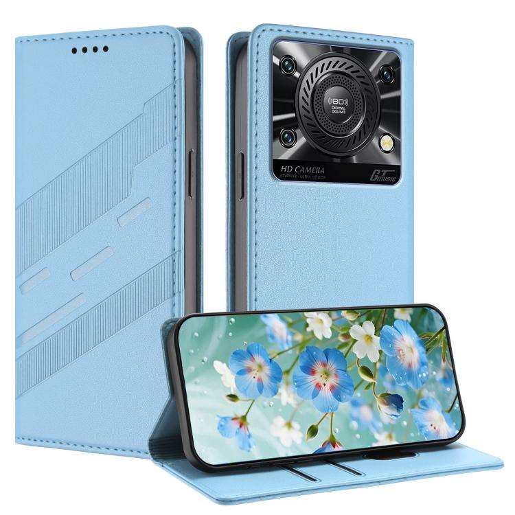 For Oukitel C60 / C60 Pro Embossed Multi-functional Wallet Retro Leather Phone Case(Light Blue)