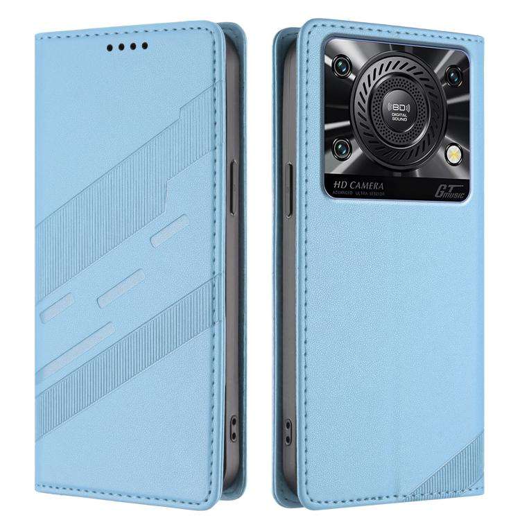 For Oukitel C60 / C60 Pro Embossed Multi-functional Wallet Retro Leather Phone Case(Light Blue)