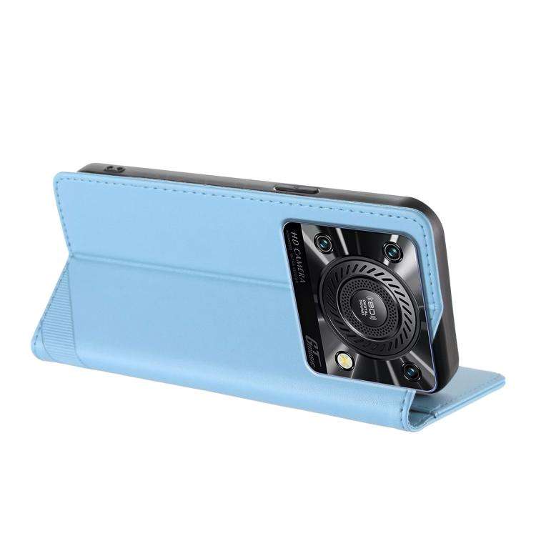 For Oukitel C60 / C60 Pro Embossed Multi-functional Wallet Retro Leather Phone Case(Light Blue)