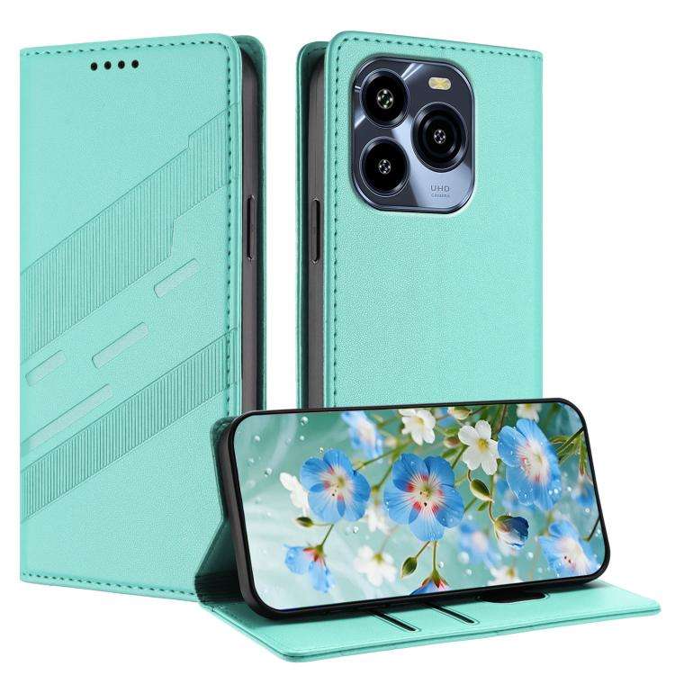 For Oukitel C65 / C65 Pro Embossed Multi-functional Wallet Retro Leather Phone Case(Mint Green)