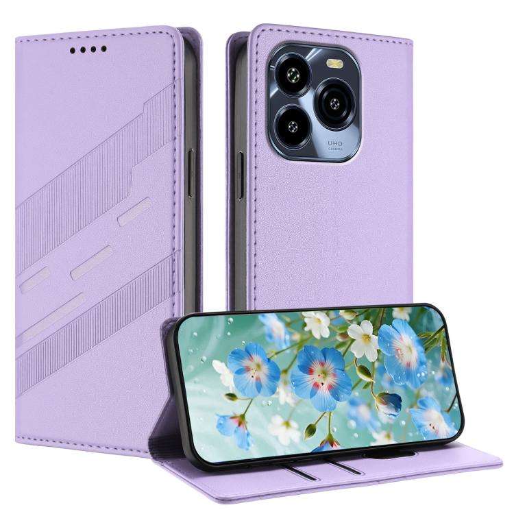 For Oukitel C65 / C65 Pro Embossed Multi-functional Wallet Retro Leather Phone Case(Light Purple)