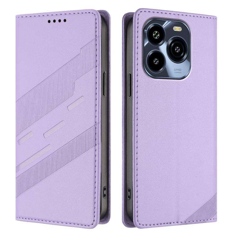 For Oukitel C65 / C65 Pro Embossed Multi-functional Wallet Retro Leather Phone Case(Light Purple)
