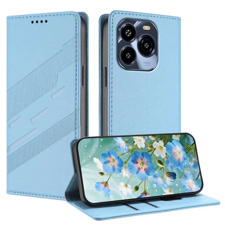 For Oukitel C65 / C65 Pro Embossed Multi-functional Wallet Retro Leather Phone Case(Light Blue)