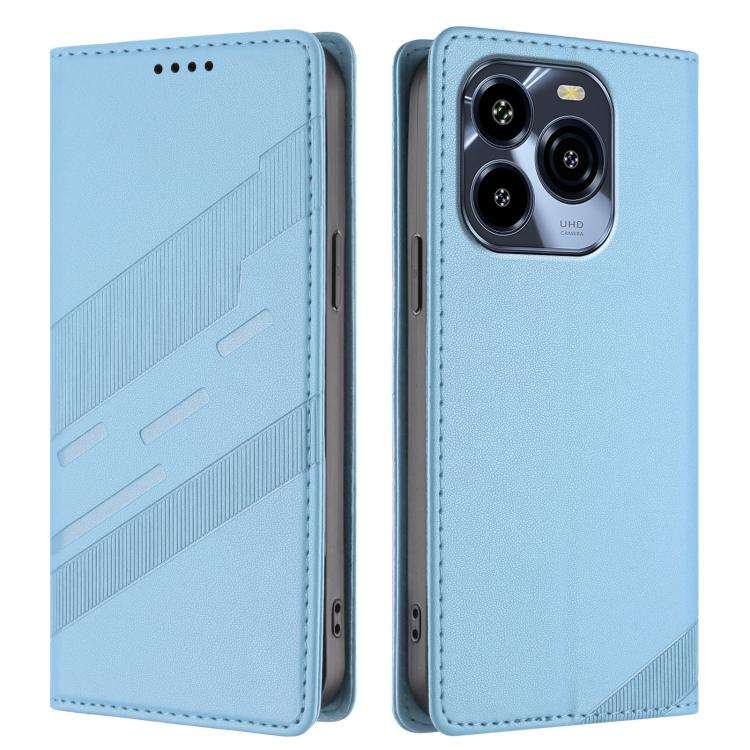 For Oukitel C65 / C65 Pro Embossed Multi-functional Wallet Retro Leather Phone Case(Light Blue)