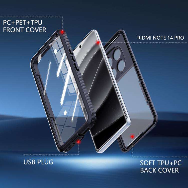 For Redmi Note 14 Pro 5G RedPepper Mars Series IP68 Waterproof Phone Case(Black)