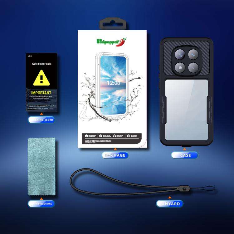 For Redmi Note 14 Pro 5G RedPepper Mars Series IP68 Waterproof Phone Case(Black)