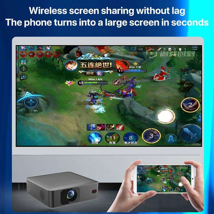 N5 1280x720P Android 9.0 System Wireless Same Screen Smart HD Projector, Plug:EU Plug(Black)