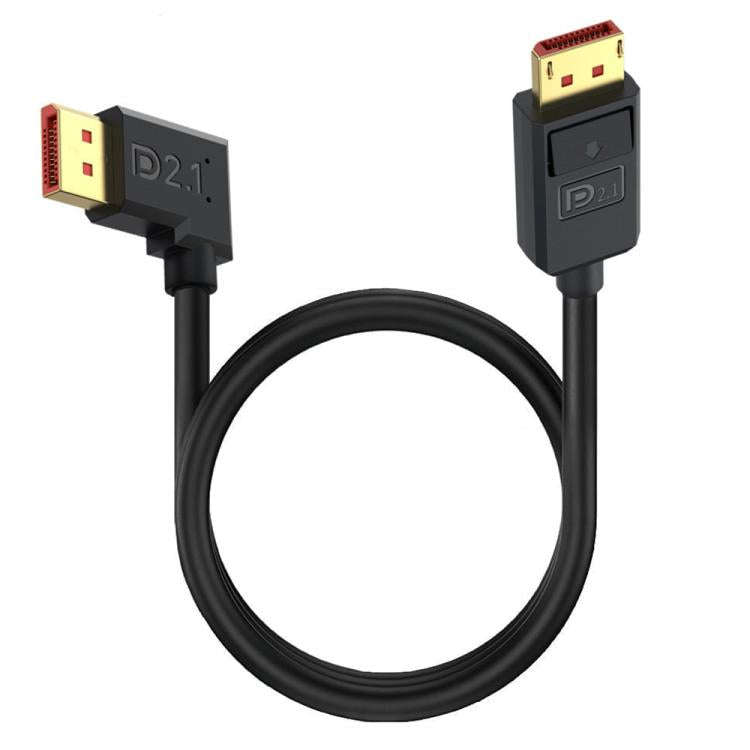 DP2.1 to DP2.1 Right Elbow 52Gbps 16K 30Hz DisplayPort Extension Adapter Cable, Length: 1.2m(Black)