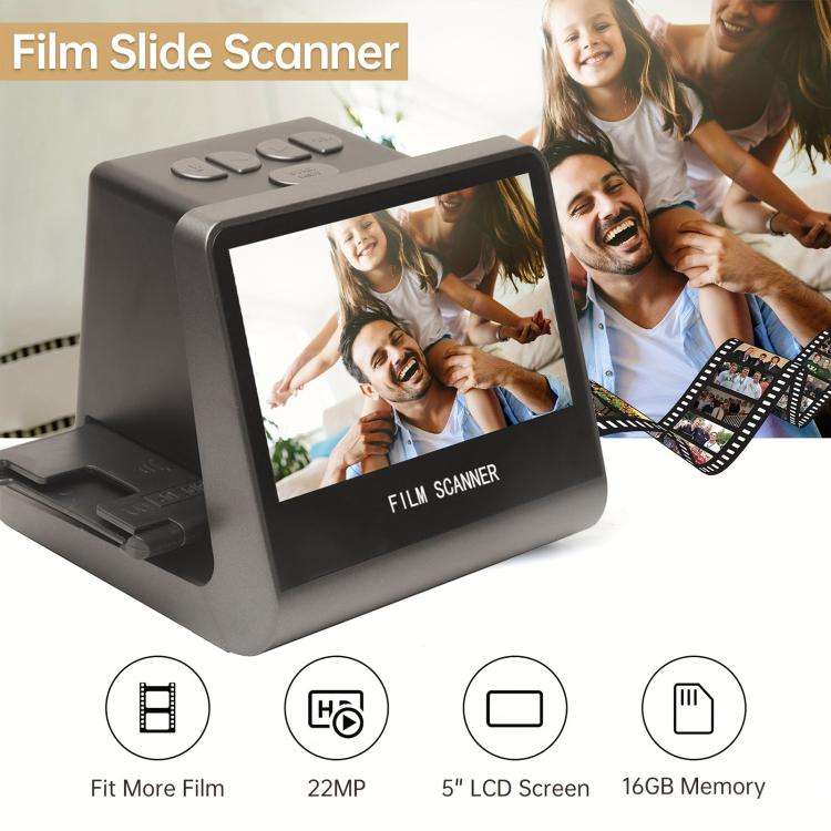 Tonivent TON170 14 Mega Pixels 5 inch HD Screen Film Scanner, Plug:EU Plug(Black)