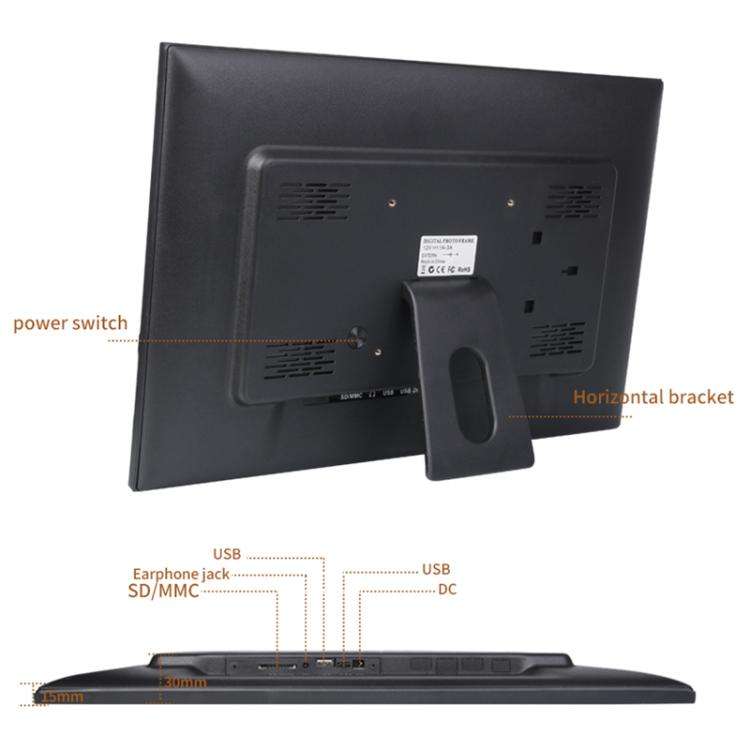 18.5 inch LCD Display Cloud Photo Frame 1G+32GB 3126C Quad-Core CPU Android 6.0, Plug:AU Plug(Black)