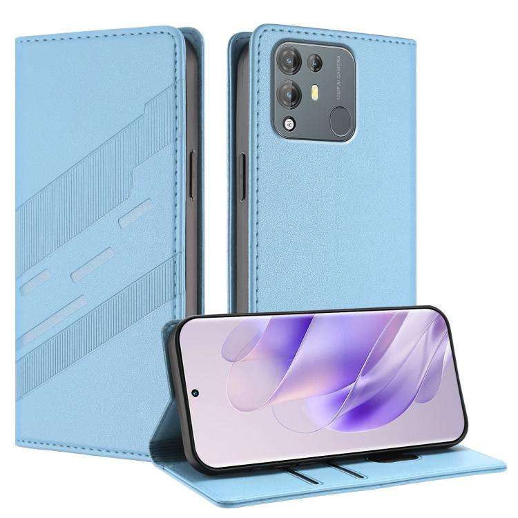 For Blackview A55 Pro Embossed Multi-functional Wallet Retro Leather Phone Case(Light Blue)
