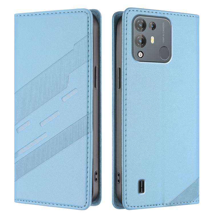 For Blackview A55 Pro Embossed Multi-functional Wallet Retro Leather Phone Case(Light Blue)