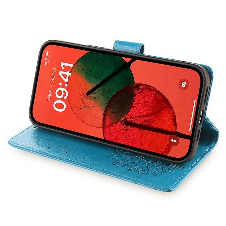 For Redmi A7 Pro 171mm / Poco C85x 5G Tree & Deer Embossed Leather Phone Case(Blue)