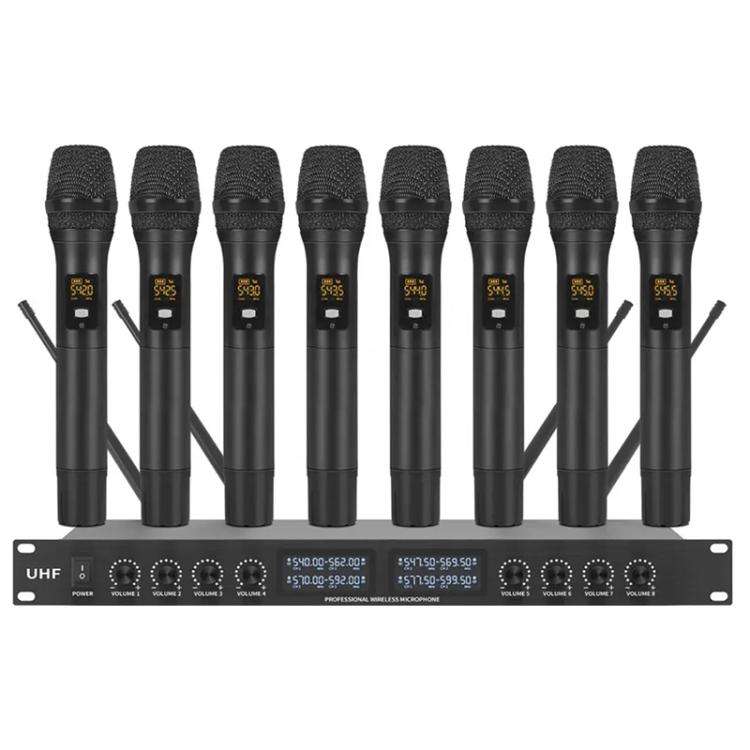 YT8 Wireless 8 Channel UHF Handheld Microphone for Stage Show 8 Handheld Microphones