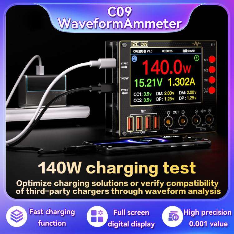i2C C09 Charge Detection / Voltage Measurement Digital Waveform Ammeter, Model:Host
