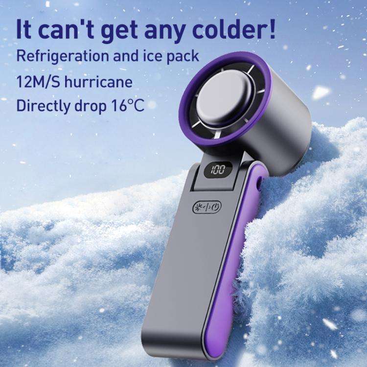Y19 Smart Ice Compress Folding Handheld Fan(Dark Grey Purple)