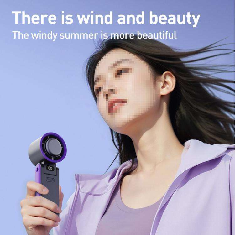 Y19 Smart Ice Compress Folding Handheld Fan(Dark Grey Purple)