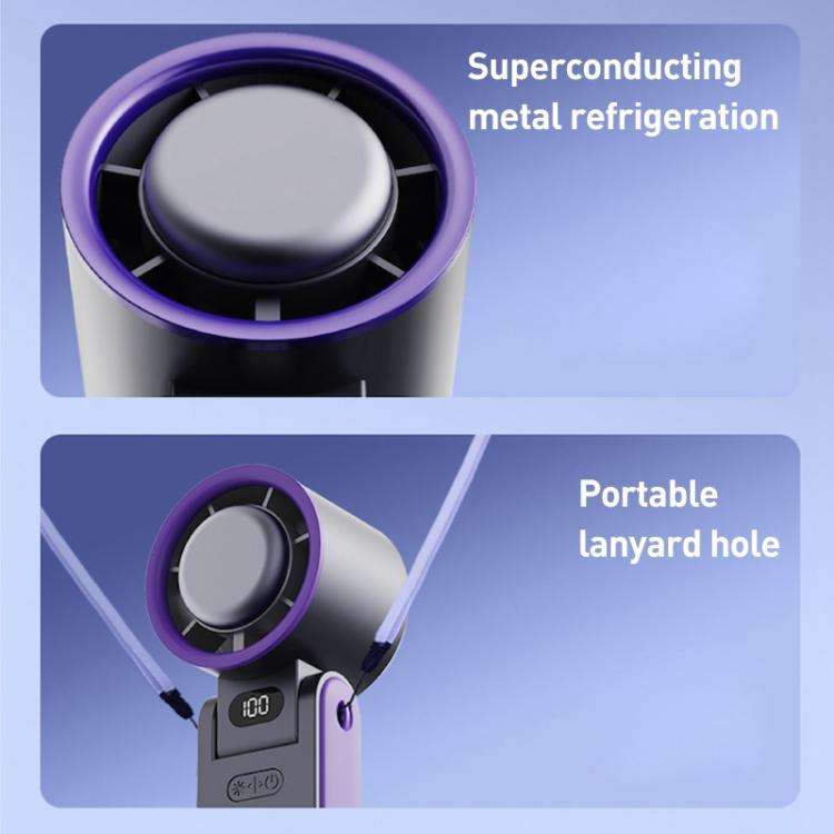 Y19 Smart Ice Compress Folding Handheld Fan(Dark Grey Purple)