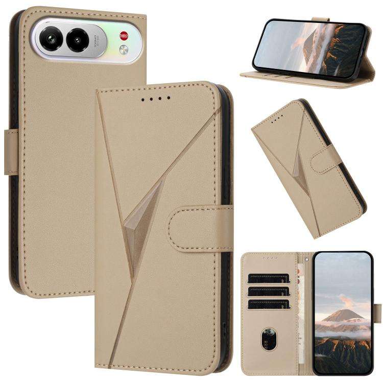 For ZTE nubia Air Pro 5G Triangle Pattern Buckle Clasp Leather Phone Case(Gold)
