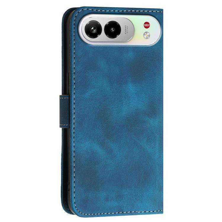 For ZTE nubia Air Pro 5G Grid Butterfly Embossed Pattern Leather Phone Case with Lanyard(Dark Blue)