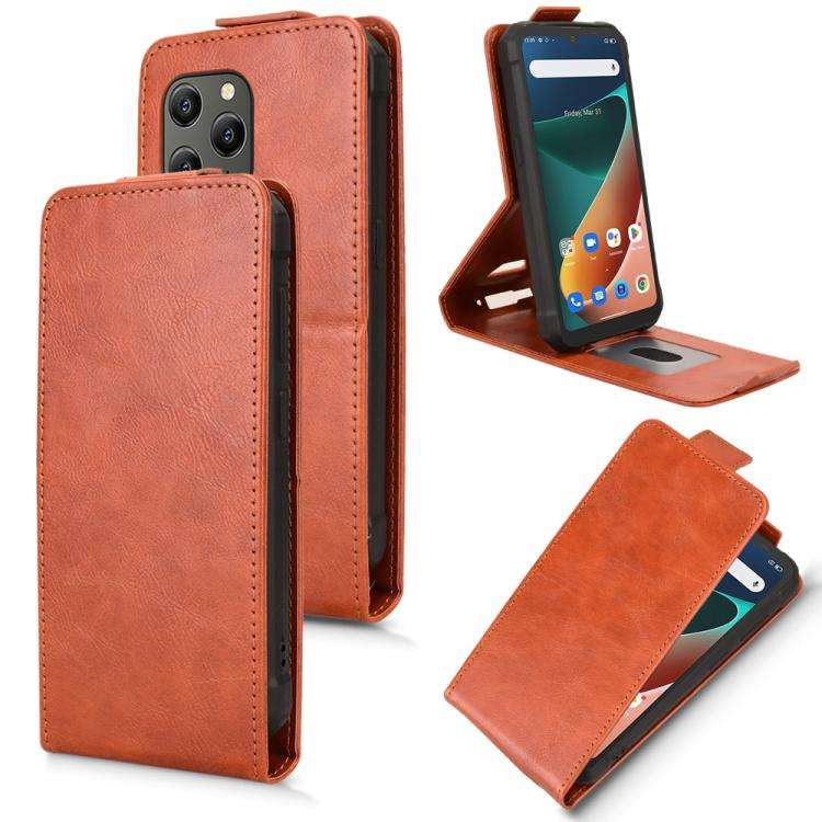 For Blackview BV5300 / BV5300 Pro Magnetic Vertical Flip Leather Phone Case with Buckle(Brown)