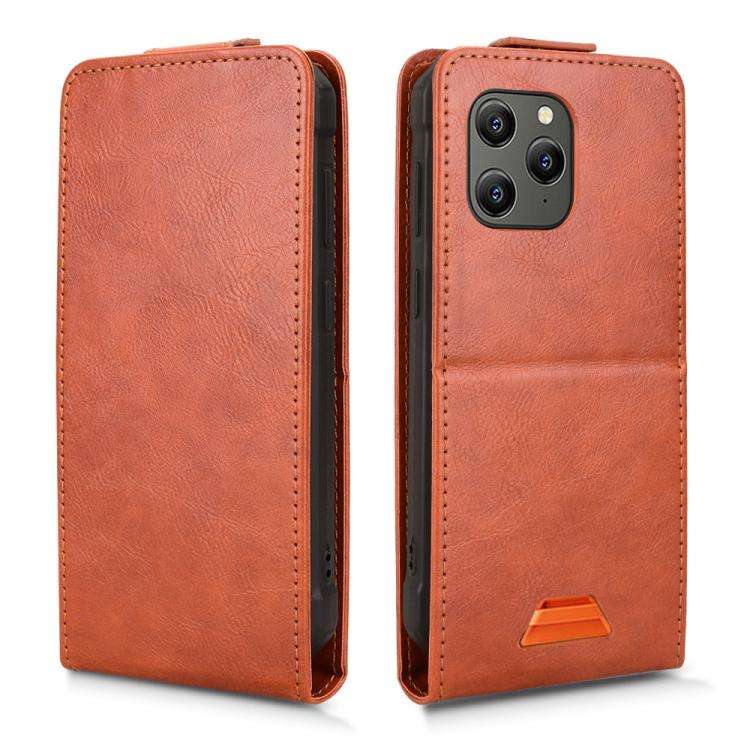 For Blackview BV5300 / BV5300 Pro Magnetic Vertical Flip Leather Phone Case with Buckle(Brown)