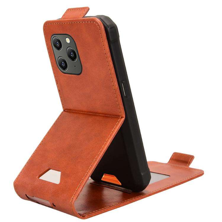 For Blackview BV5300 / BV5300 Pro Magnetic Vertical Flip Leather Phone Case with Buckle(Brown)