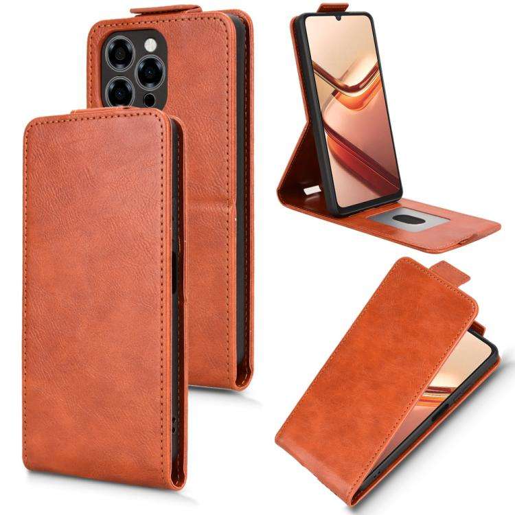 For Doogee Note 58 / Note 58 Pro Magnetic Vertical Flip Leather Phone Case with Buckle(Brown)