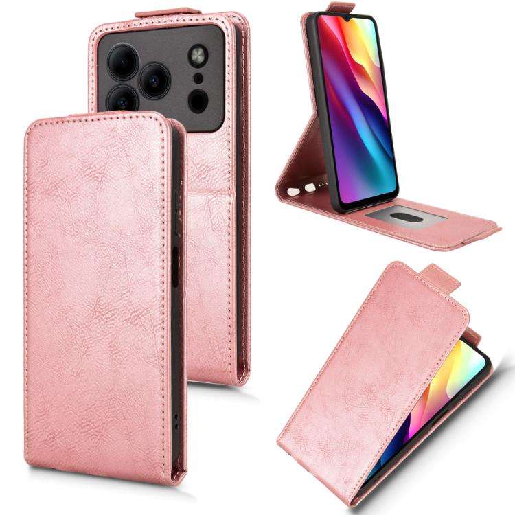 For Doogee Note 56 / Note 56 Pro Magnetic Vertical Flip Leather Phone Case with Buckle(Rose Gold)