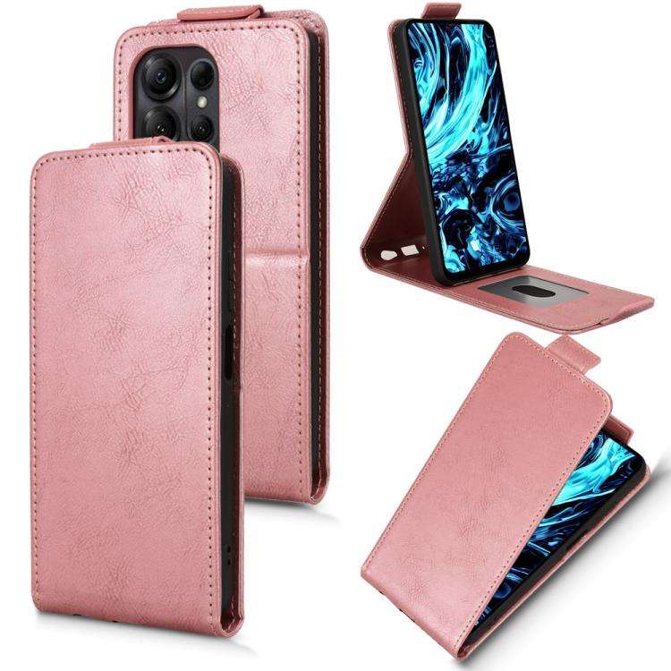 For Doogee Note 56X / Note 56X Pro Magnetic Vertical Flip Leather Phone Case with Buckle(Rose Gold)