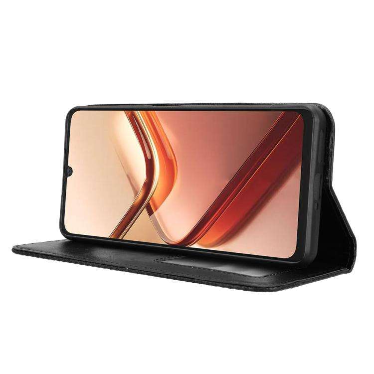 For Doogee Note 58 / Note 58 Pro Magnetic Buckle Retro Texture Leather Phone Case(Black)