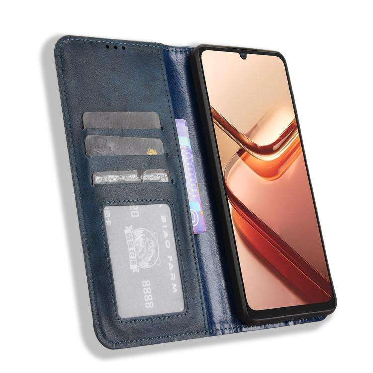 For Doogee Note 58 / Note 58 Pro Magnetic Buckle Retro Texture Leather Phone Case(Blue)