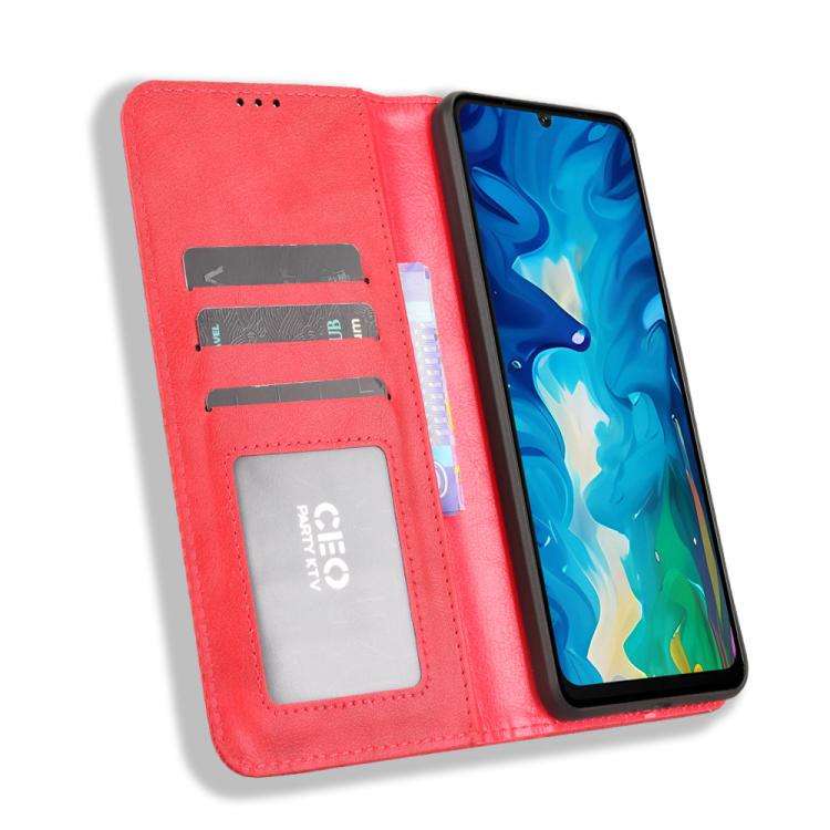 For Doogee Note 59 / Note 59 Pro Magnetic Buckle Retro Texture Leather Phone Case(Red)