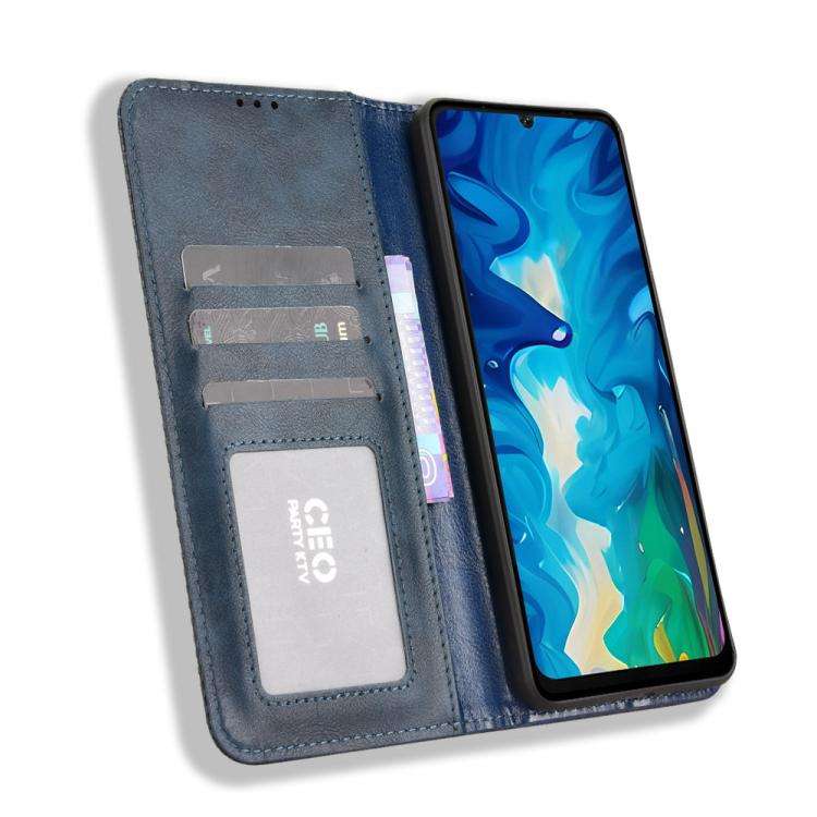 For Doogee Note 59 / Note 59 Pro Magnetic Buckle Retro Texture Leather Phone Case(Blue)