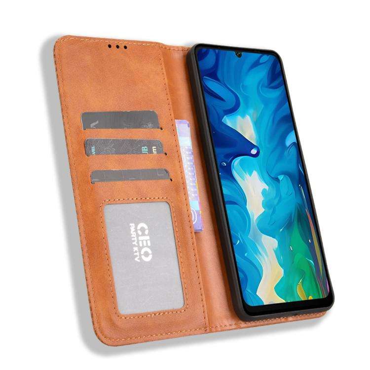 For Doogee Note 59 / Note 59 Pro Magnetic Buckle Retro Texture Leather Phone Case(Brown)