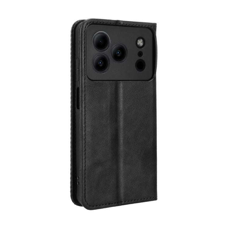For Doogee Note 56 / Note 56 Pro Magnetic Buckle Retro Texture Leather Phone Case(Black)