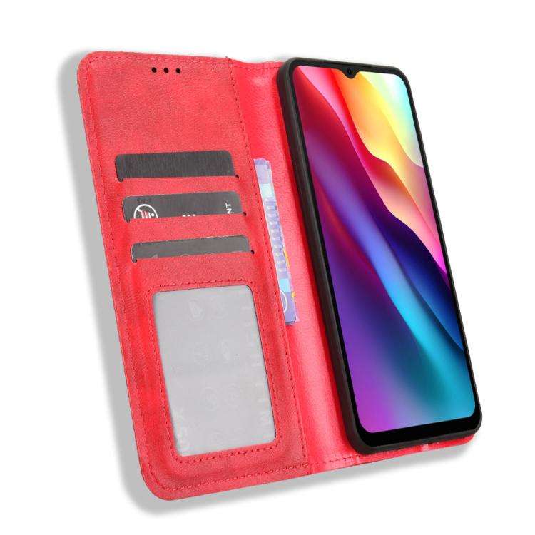 For Doogee Note 56 / Note 56 Pro Magnetic Buckle Retro Texture Leather Phone Case(Red)