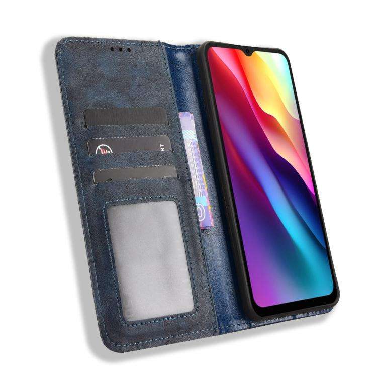 For Doogee Note 56 / Note 56 Pro Magnetic Buckle Retro Texture Leather Phone Case(Blue)